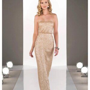 Sorella Vita Gold Sequin Formal Bridesmaid Holiday Dress Gown size 12